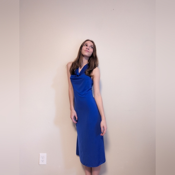 Sincerely Jules Cobalt Halter Slip Dress - Picture 1 of 6